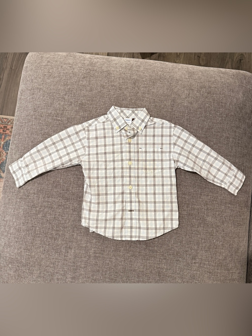 Gymboree Classic Boys' Plaid Button-Down Shirt - White & Brown 18/24m